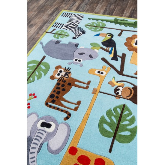 Rug, Momeni, Lil Mo Whimsy, LMJ19, Blue, 5' X 5' Round, 22471