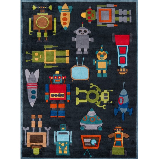 Rug, Momeni, Lil Mo Whimsy, LMJ-1, Steel Blue, 2' X 3', 17222