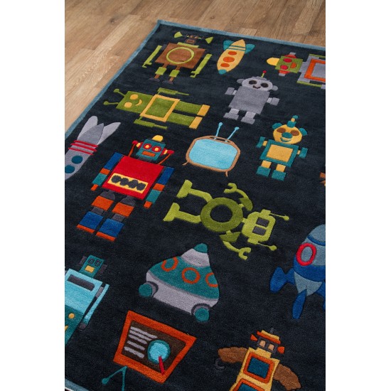 Rug, Momeni, Lil Mo Whimsy, LMJ-1, Steel Blue, 2' X 3', 17222