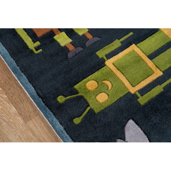 Rug, Momeni, Lil Mo Whimsy, LMJ-1, Steel Blue, 4' X 6', 17238