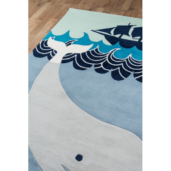 Rug, Momeni, Lil Mo Whimsy, LMJ27, Multi Blue, 5' X 5' Round, 32306