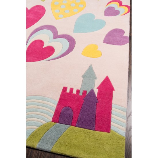 Rug, Momeni, Lil Mo Whimsy, LMJ28, Pink, 5' X 5' Round, 32307