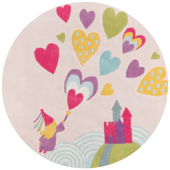 Rug, Momeni, Lil Mo Whimsy, LMJ28, Pink, 5' X 5' Round, 32307