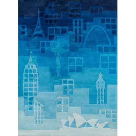 Rug, Momeni, Lil Mo Hipster, LMT11, Blue, 5' X 5' Round, 22503