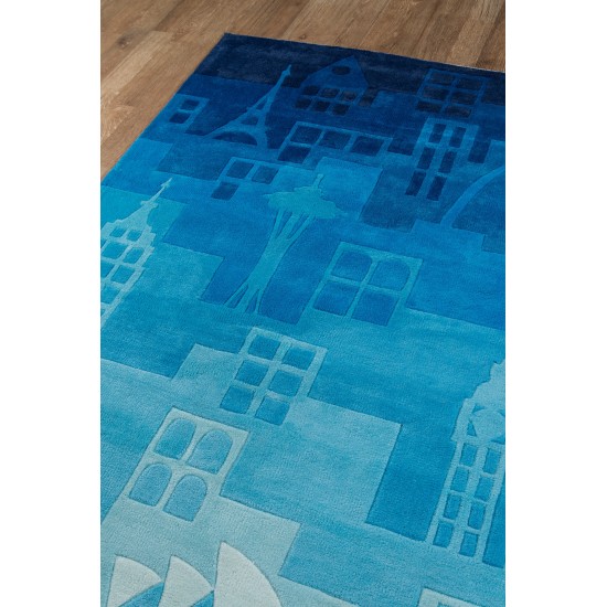 Rug, Momeni, Lil Mo Hipster, LMT11, Blue, 5' X 5' Round, 22503