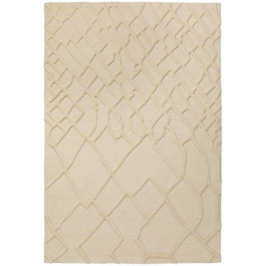 Crest Casual Trellis Hand Spun Wool Area Rug, 5’ x 7’6", Linen, ACR31LI5X8