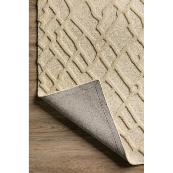 Crest Casual Trellis Hand Spun Wool Area Rug, 5’ x 7’6", Linen, ACR31LI5X8