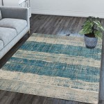 Addison Emporium Modern Blue Microfiber Area Rug, 5’1" x 7’5", Blue, AEM32BL5X7