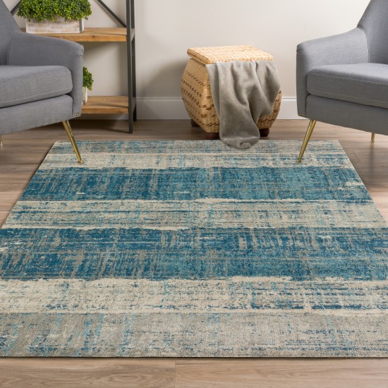 Addison Emporium Modern Blue Microfiber Area Rug, 5’1" x 7’5", Blue, AEM32BL5X7