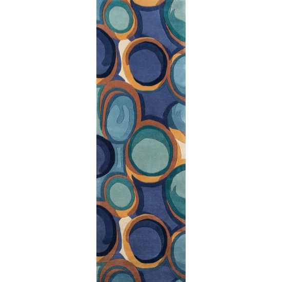 Rug, Momeni, New Wave, NW133, Blue, 2'6" X 8' Runner, 20639