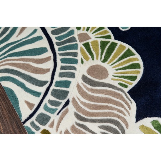 Rug, Momeni, New Wave, NW146, Navy, 5'9" X 5'9" Round, 33446