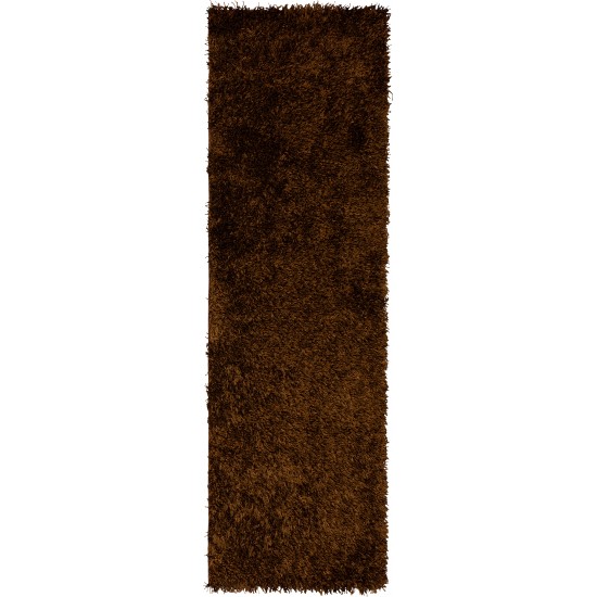 Addison Ojai Solid Shag Runner Rug, 2’3" x 7’6", Brown, AOJ31BR2X8