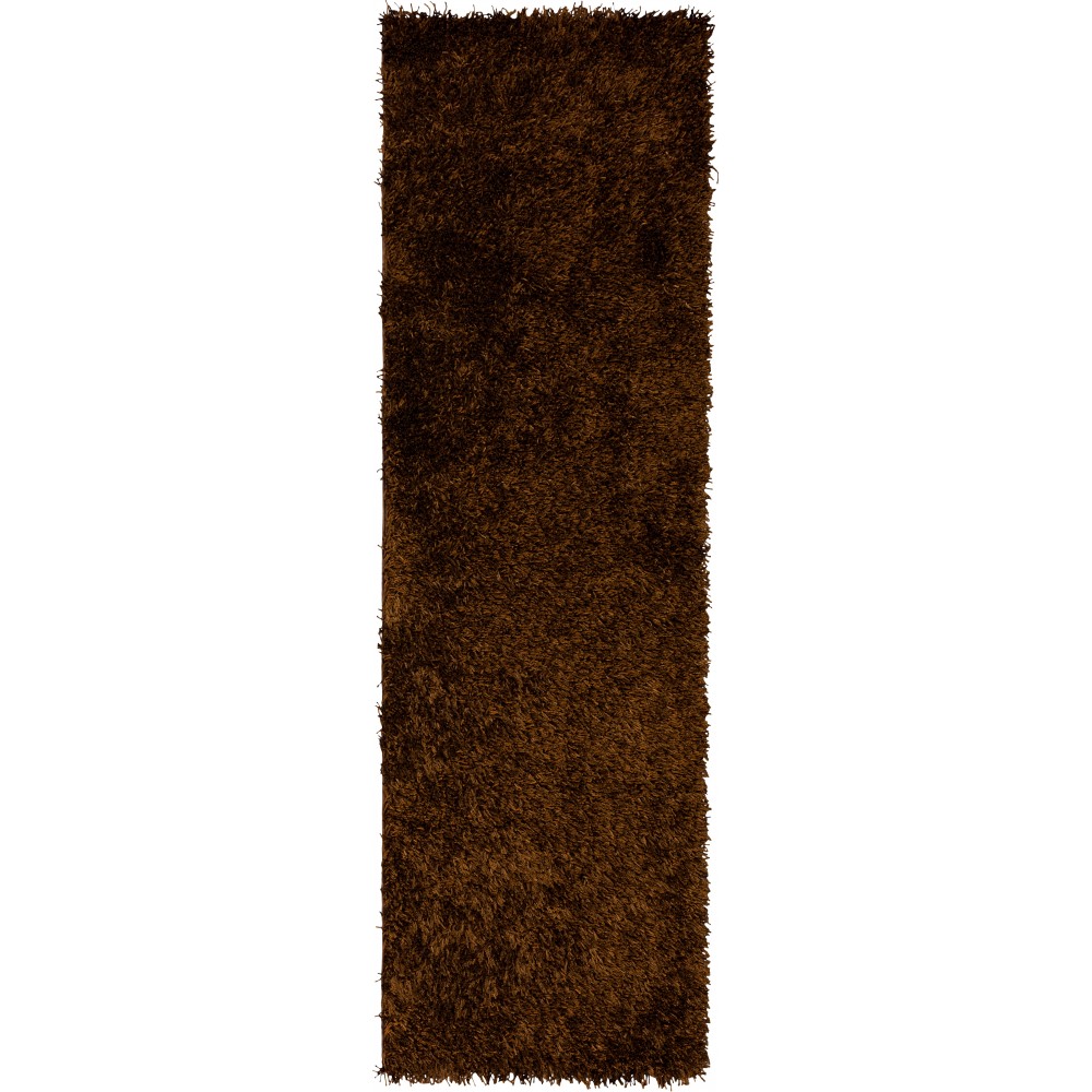 Addison Ojai Solid Shag Runner Rug, 2’3" x 7’6", Brown, AOJ31BR2X8