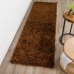 Addison Ojai Solid Shag Runner Rug, 2’3" x 7’6", Brown, AOJ31BR2X8