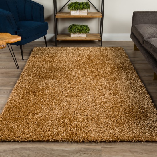 Addison Ojai Solid Shag Area Rug, 3’6" x 5’6", Khaki, AOJ31KH4X6