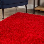 Addison Ojai Solid Shag Accent Rug, 2’ x 3’, Ruby, AOJ31RU2X3