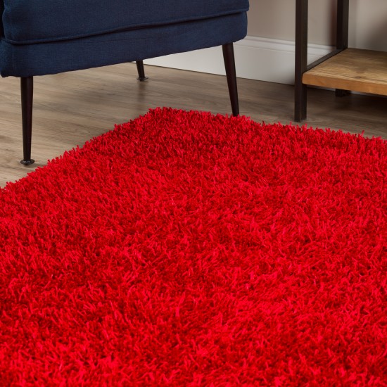 Addison Ojai Solid Shag Accent Rug, 2’ x 3’, Ruby, AOJ31RU2X3
