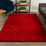 Addison Ojai Solid Shag Area Rug, 3’6" x 5’6", Ruby, AOJ31RU4X6