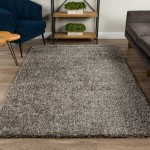 Addison Ojai Solid Shag Area Rug, 5’ x 7’6", Silver, AOJ31SI5X8