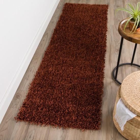 Addison Ojai Solid Shag Runner Rug, 2’3" x 7’6", Spice, AOJ31SP2X8