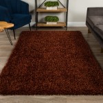 Addison Ojai Solid Shag Area Rug, 5’ x 7’6", Spice, AOJ31SP5X8