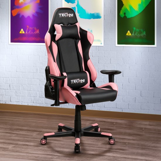 Techni Sport TS-4300 Ergonomic High Back Racer Style PC Gaming Chair, Pink