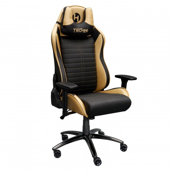 Techni Sport Ergonomic Racing Style Gaming Chair - Golden