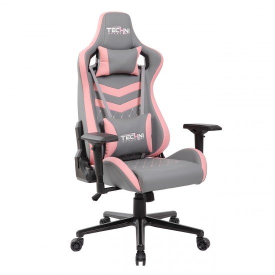 Techni Sport TS-83 Ergonomic High Back Racer Style PC Gaming Chair, Grey/Pink