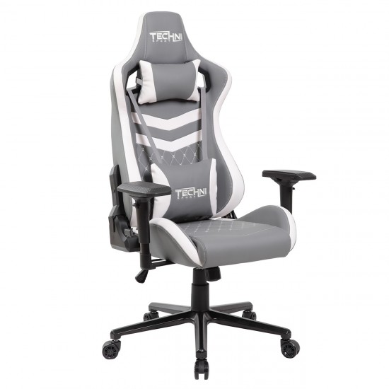 Techni Sport TS-83 Ergonomic High Back Racer Style PC Gaming Chair, Grey/White