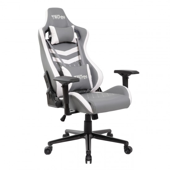 Techni Sport TS-83 Ergonomic High Back Racer Style PC Gaming Chair, Grey/White