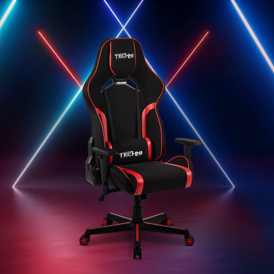 Techni Sport TSF-71 Fabric and PU Office-PC Gaming Chair,Red