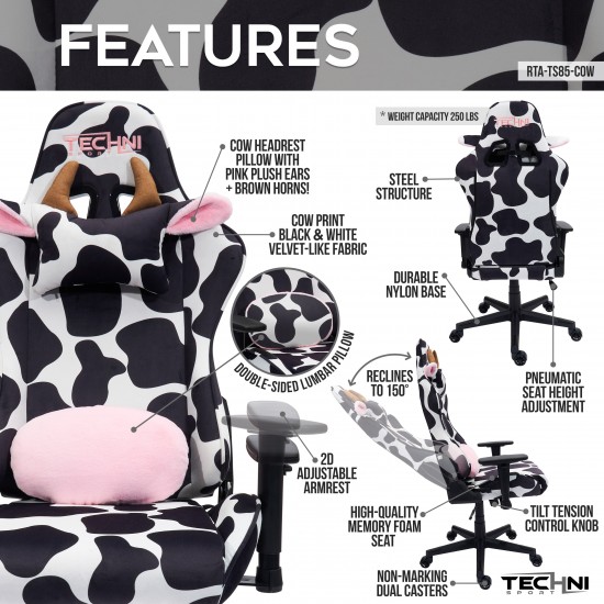 TS85 COW Print LUXX Series Gaming Chair