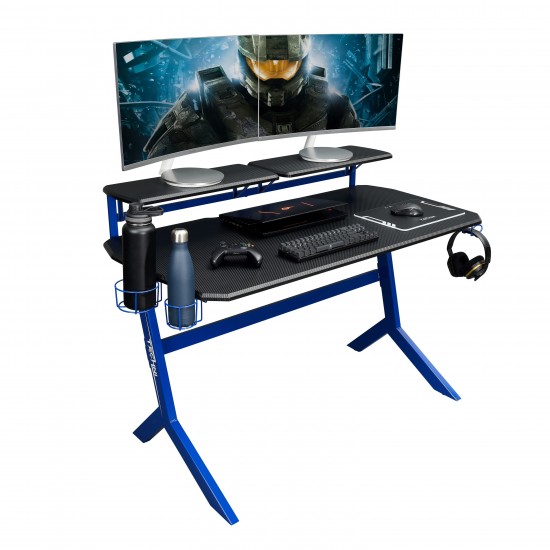 Techni Sport Blue Stryker Gaming Desk, Blue