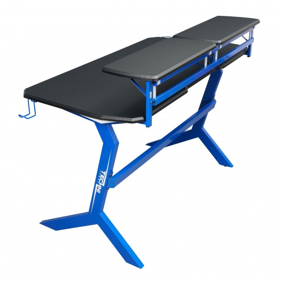 Techni Sport Blue Stryker Gaming Desk, Blue