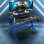 Techni Sport Blue Stryker Gaming Desk, Blue