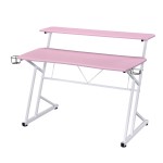 Techni Sport Computer Gaming Desk with Shelves - Pink