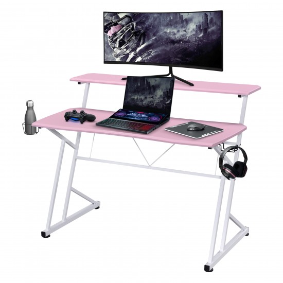 Techni Sport Computer Gaming Desk with Shelves - Pink