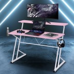 Techni Sport Computer Gaming Desk with Shelves - Pink