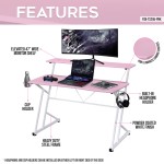 Techni Sport Computer Gaming Desk with Shelves - Pink