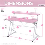 Techni Sport Computer Gaming Desk with Shelves - Pink