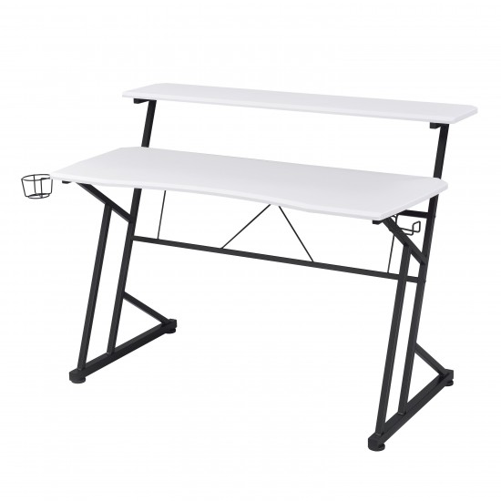 Techni Sport Computer Gaming Desk with Shelves - White