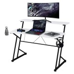 Techni Sport Computer Gaming Desk with Shelves - White