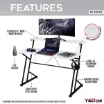 Techni Sport Computer Gaming Desk with Shelves - White