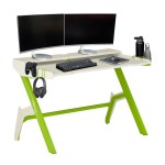 Techni Sport Ergonomic Computer Gaming Desk Workstation with Cupholder & Headphone Hook, Green