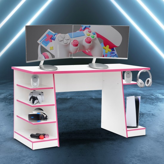 Techni Sport Jango Gaming Desk with Storage, White