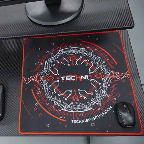 Techni Sport Colossal Circuit Gaming Mouse Pad 18" x 18", Red