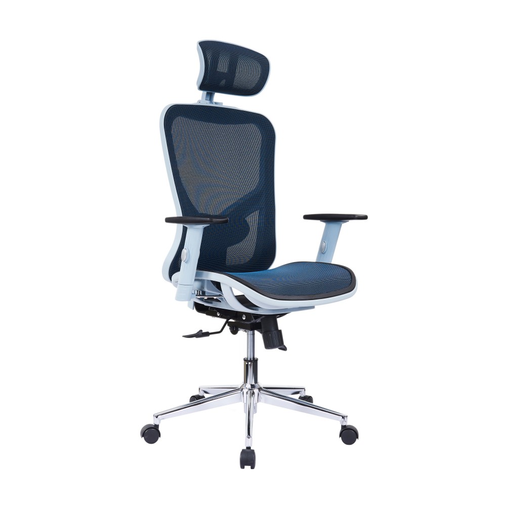 The Techni Mobili High Back Executive Mesh Office Chair with Arms, Headrest and Lumbar Support, Blue