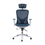 The Techni Mobili High Back Executive Mesh Office Chair with Arms, Headrest and Lumbar Support, Blue