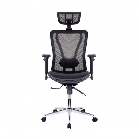 Techni Mobili High Back Executive Mesh Office Chair with Arms, Headrest and Lumbar Support , Black