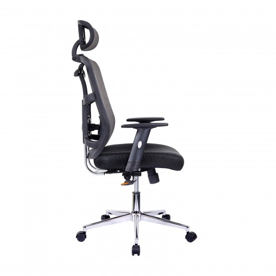 Techni Mobili High Back Executive Mesh Office Chair with Arms, Lumbar Support and Chrome Base, Black